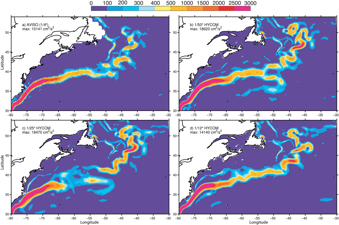 Mean surface kinetic energy from Chassignet & Xu, 2017, fig. 4